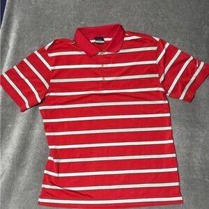 NIKE GOLF DRI-FIT POLY/SPANDEX POLO SHIRT RED/TAUPE/WHITE LARGE L